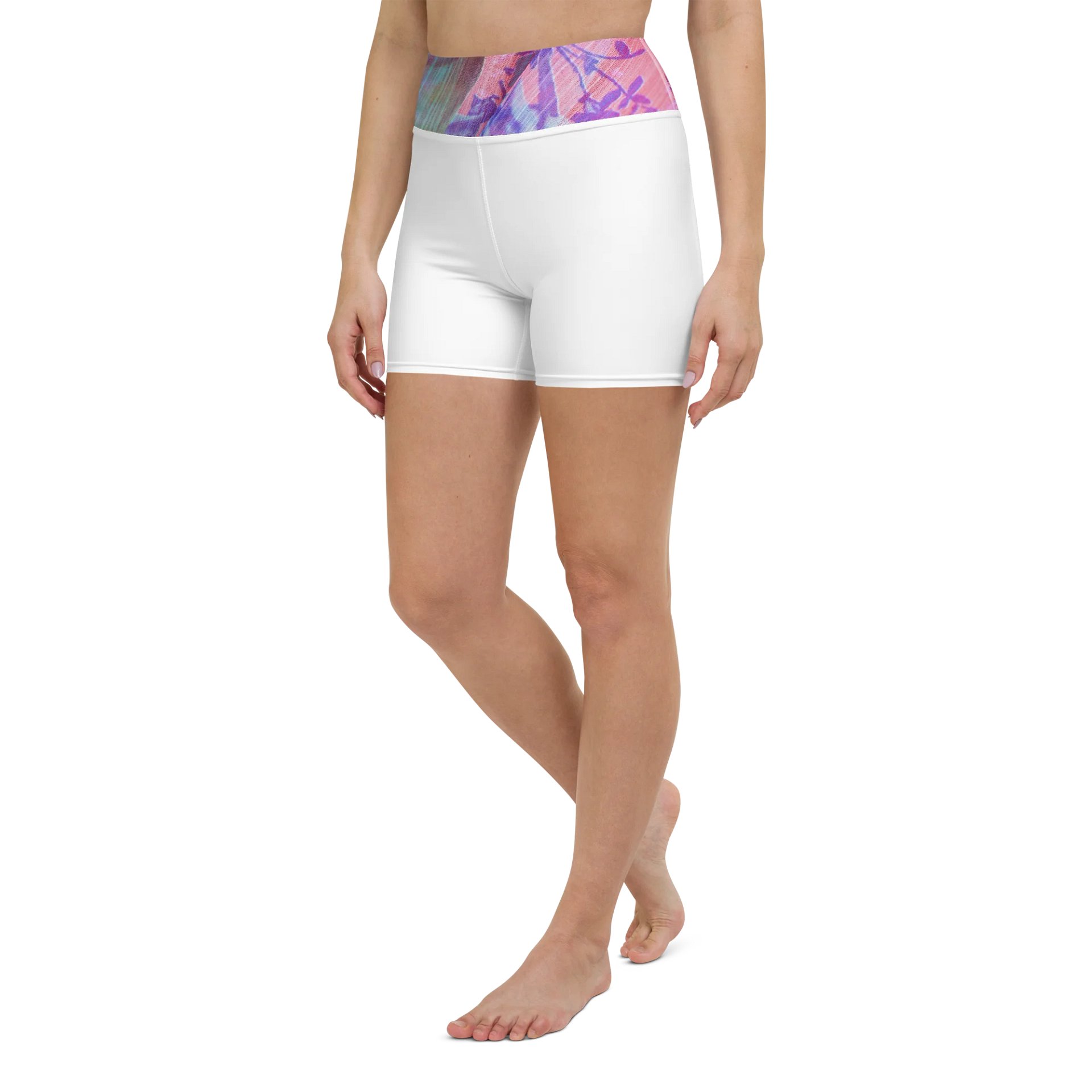 Paradise Breeze White Flow Yoga Shorts product image (4)