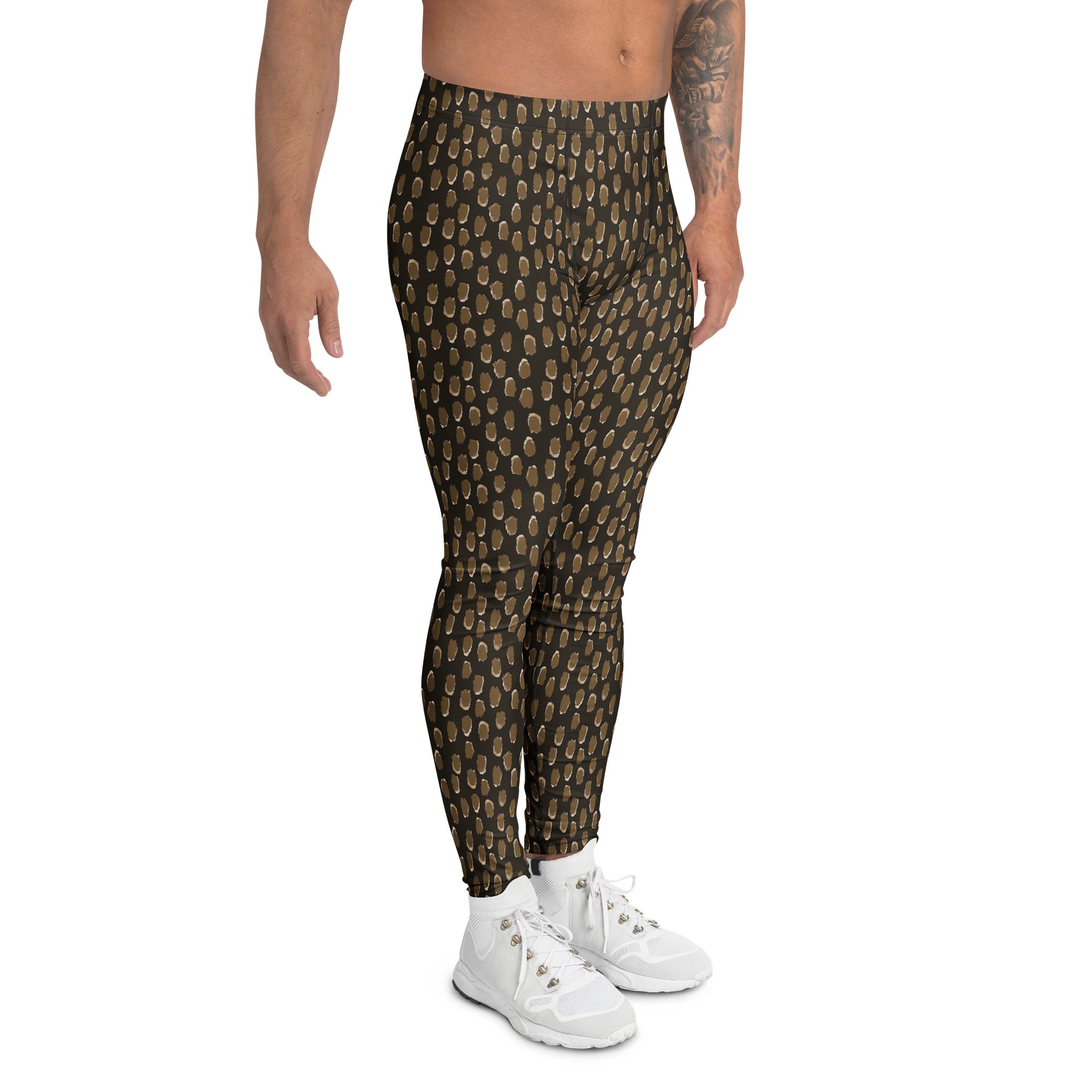 Watercolor Brown Spots Men's Athletic Leggings product image (3)