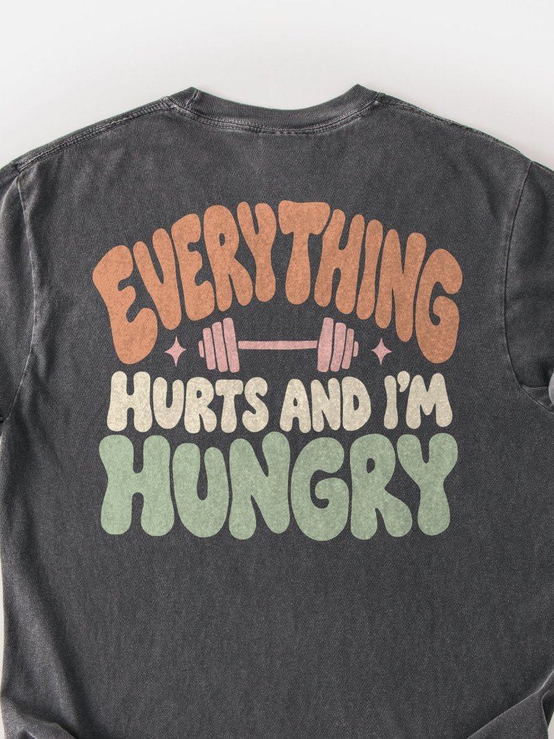 Everything Hurts and I'm Hungry Oversized Gym Tee | Pump Cover product image (2)