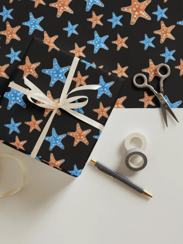 Black Starfish Gift Wrap product image (1)