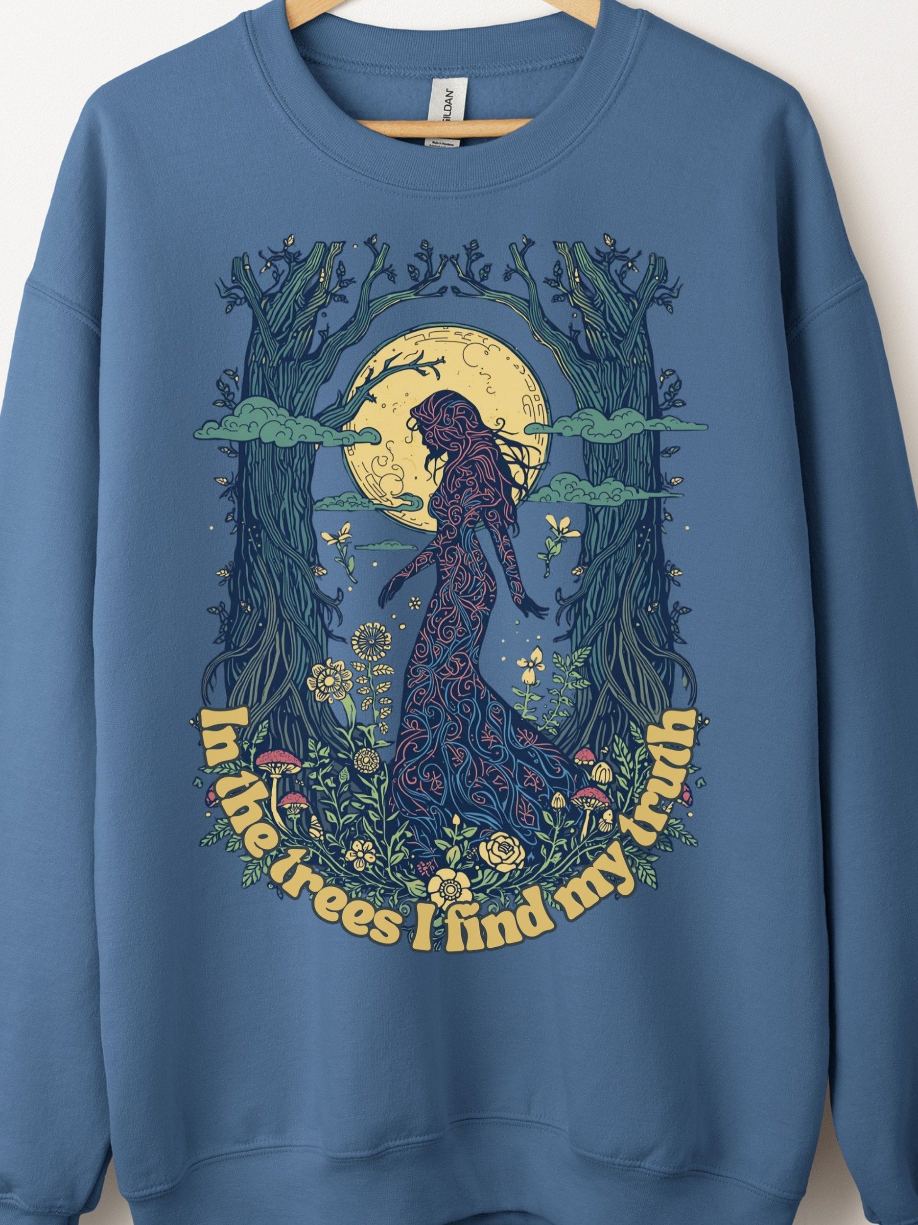 Moonlit Nature Silhouette Sweatshirt, "In the Trees" Forest Goddess Graphic product image (21)
