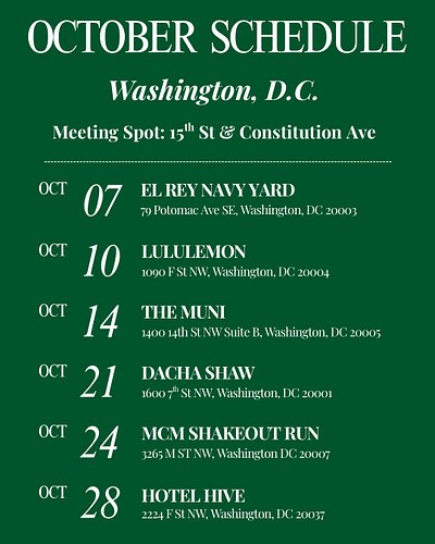 OCTOBER SCHEDULES WE LIVE!!!! #nycrunclub #dcrunclub #nycrunning
