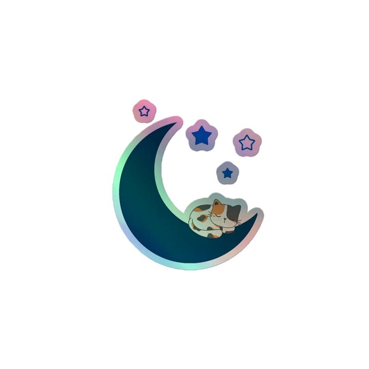 Sleepy Cat on Crescent Moon Sticker Sheet product image (1)