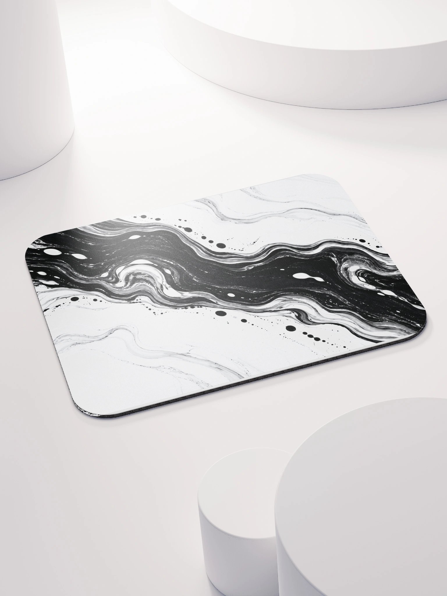 Monochrome Current — Black & White Marble Mouse Pad product image (4)