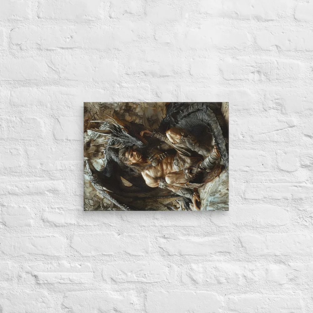 Warrior resting with his dragon - Canvas product image (2)