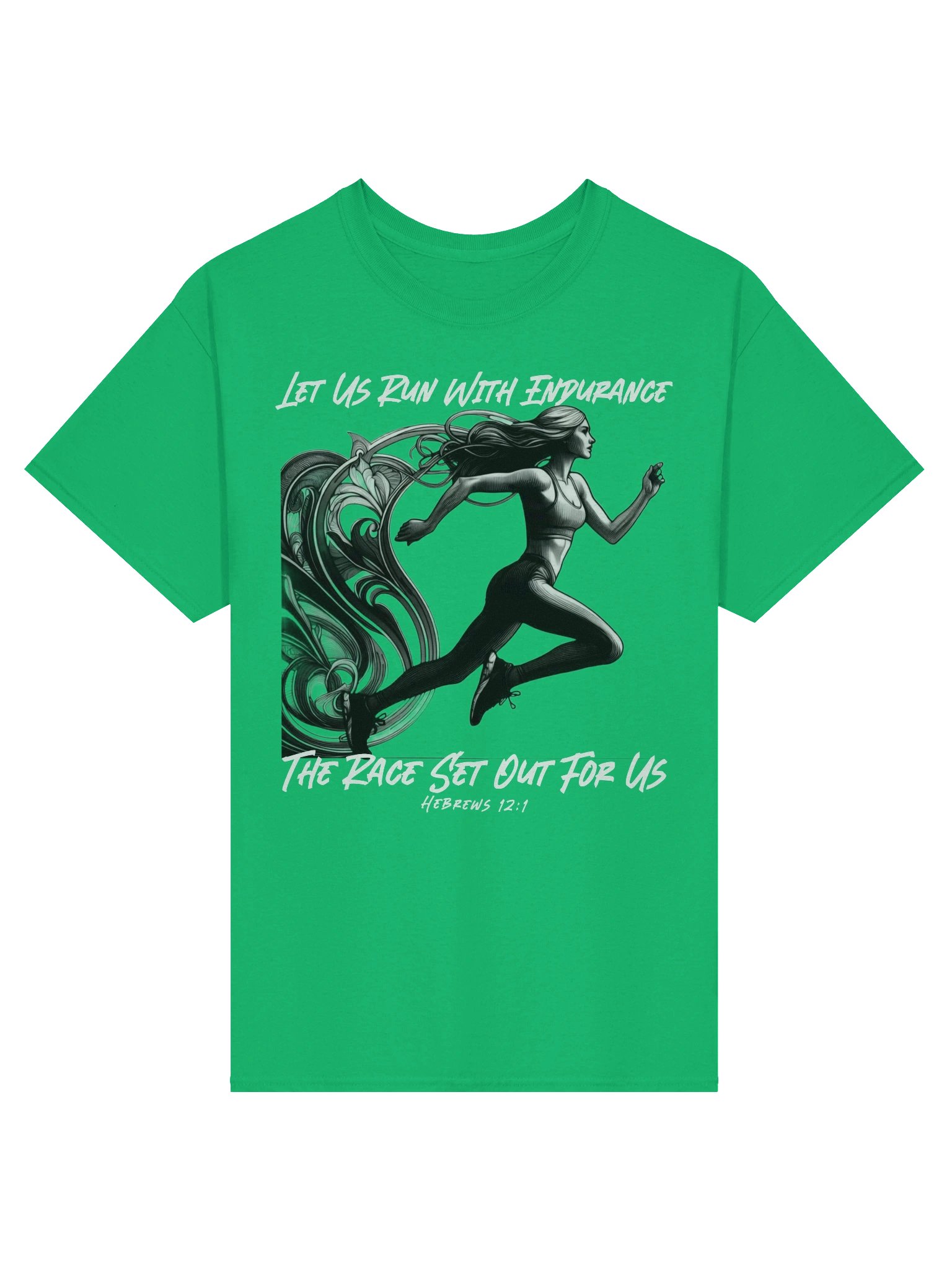 Run with Endurance T-Shirt – Hebrews 12:1 Bible Verse Ladies Running Christian Faith Tee product image (1)