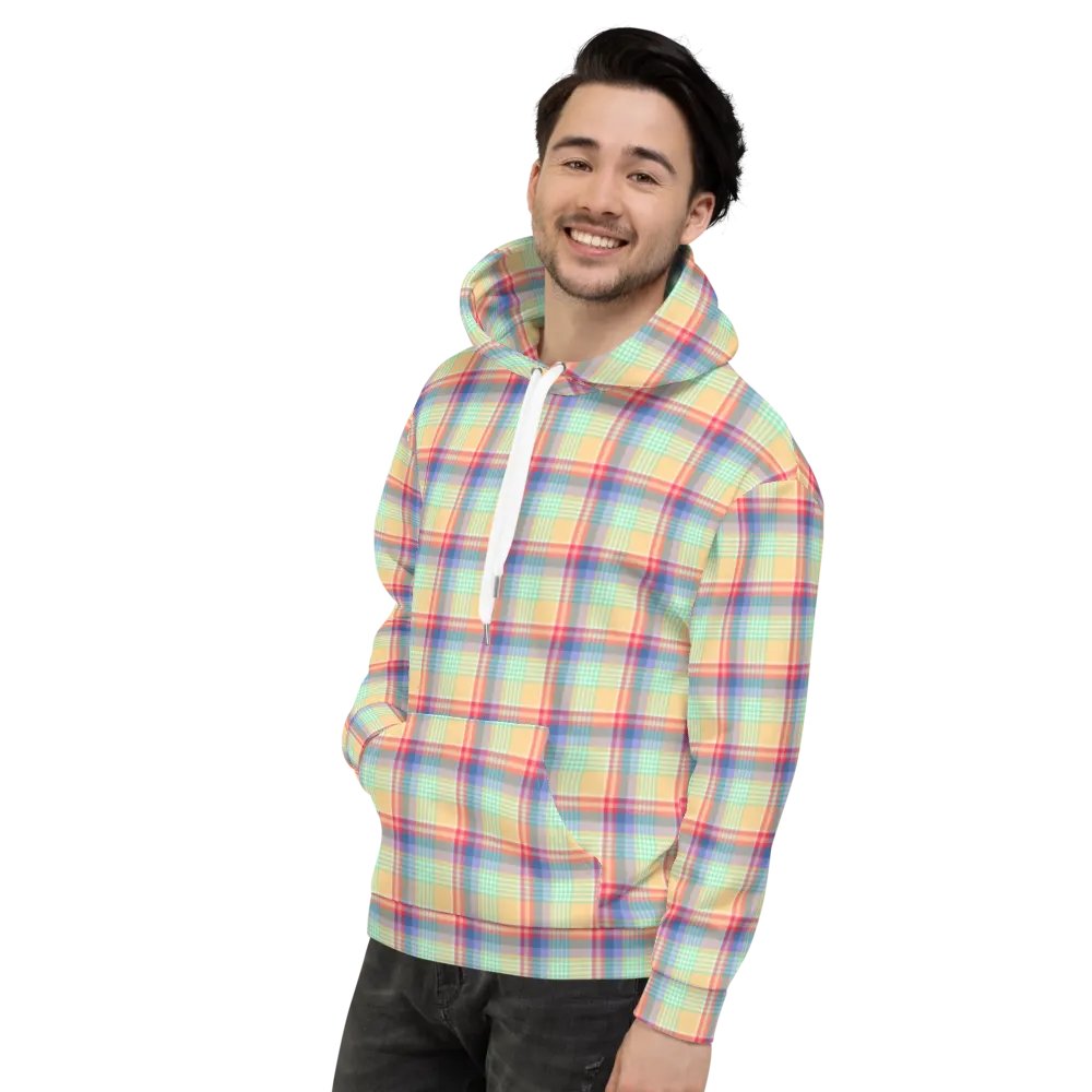 Bright Pastel Plaid Hoodie product image (4)