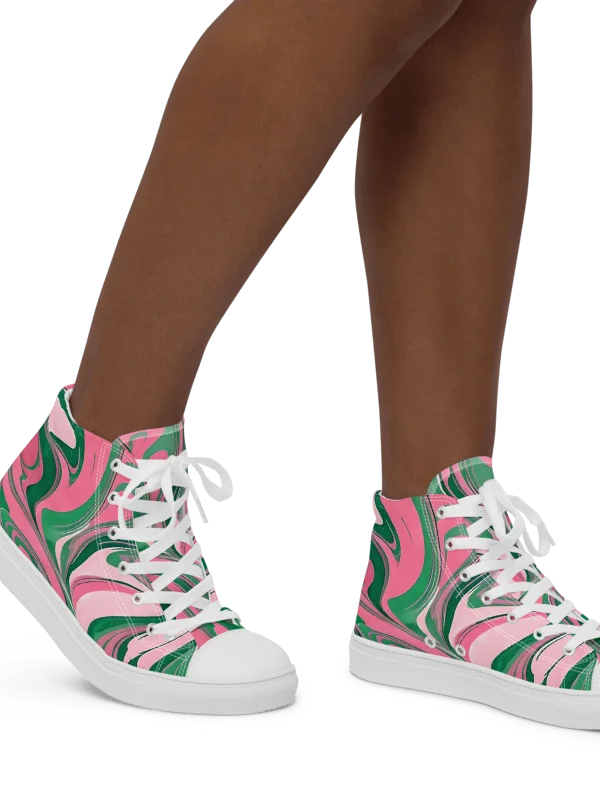Women's Oh So Pretty Pink & Green Painted High Tops product image (1)