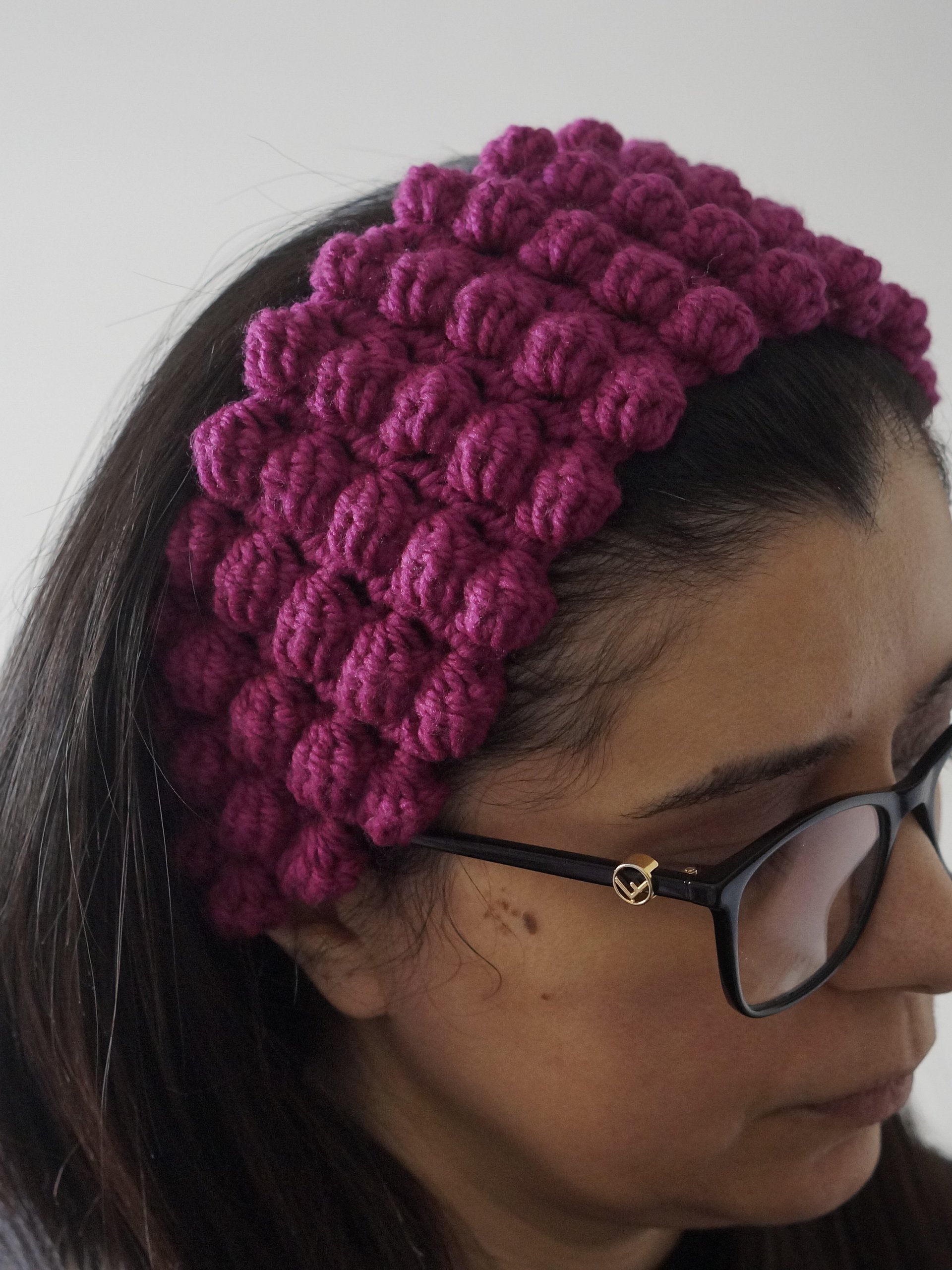 Bobble stitch headband crochet pattern product image (6)