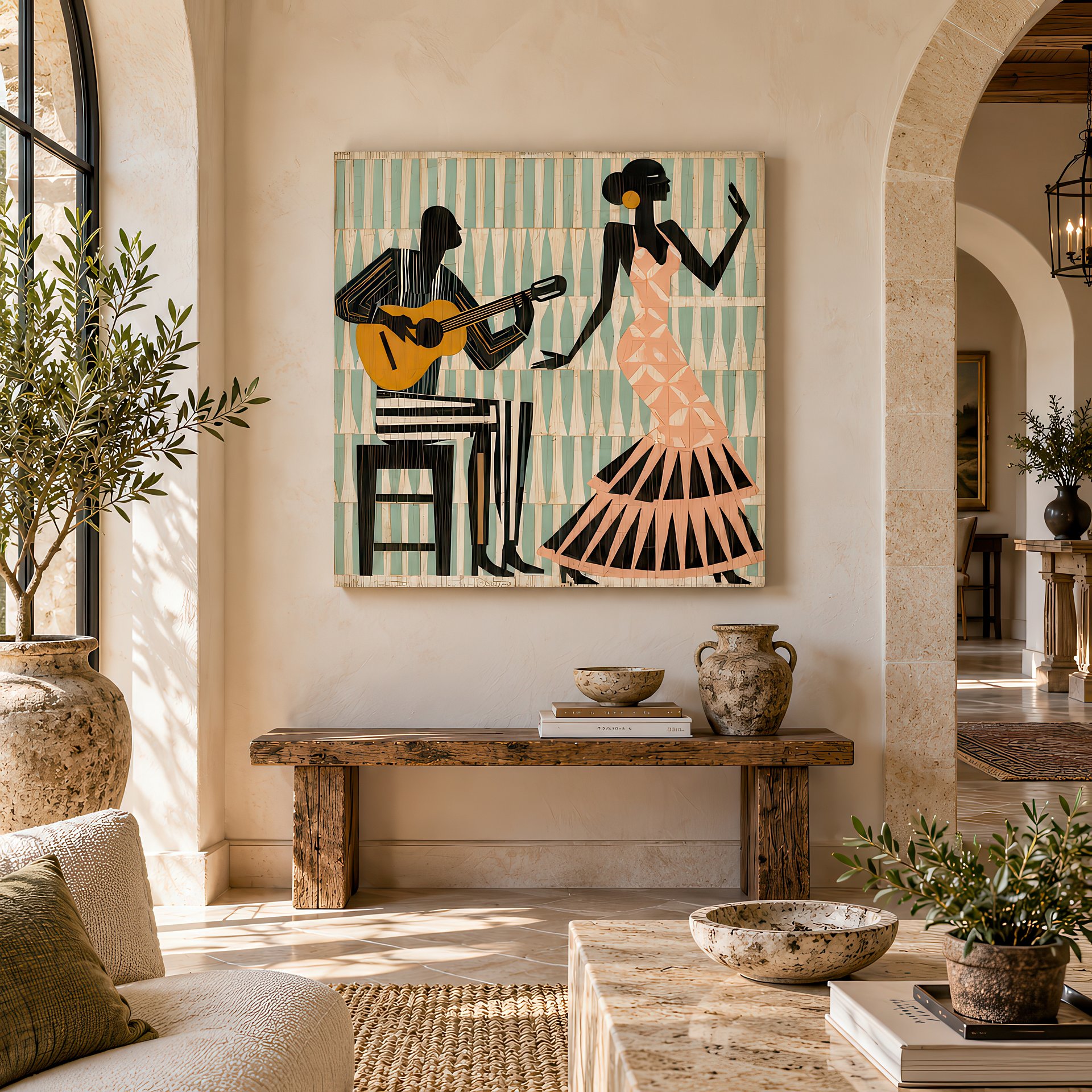 La Noche Española | Mid-Century Flamenco Birch Wood Art | Wall Decor | 24x24″ (60x60 cm) product image (4)