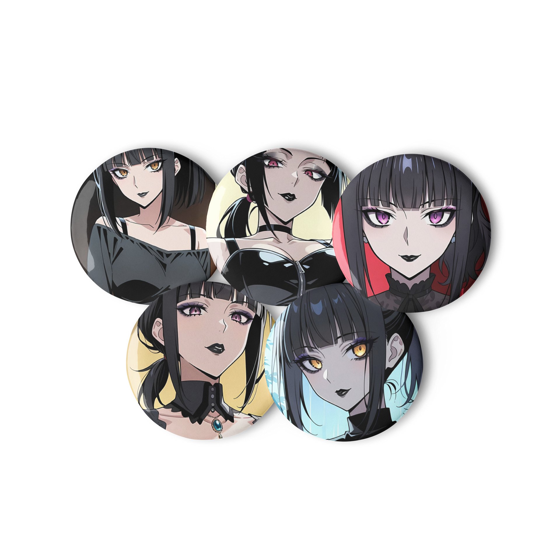 Luna Rain Original Character Emo Pin Button Set 5-Pack | Golden Eyes Rain Aesthetic Mysterious Soul product image (2)