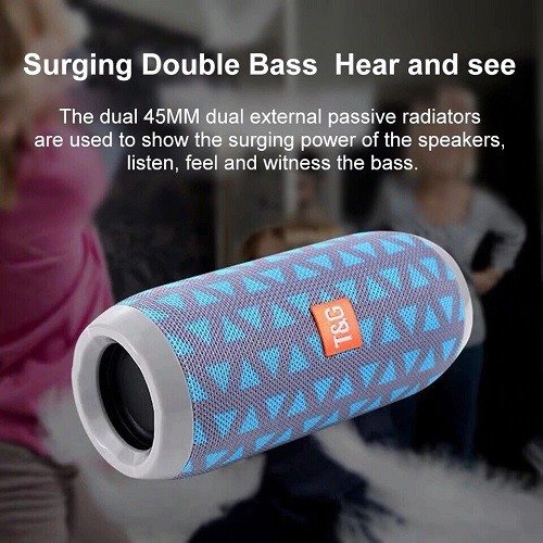 TG117 Portable Wireless Bluetooth Waterproof Speaker - USB/TF/FM Radio (Light Blue/Gray) product image (5)