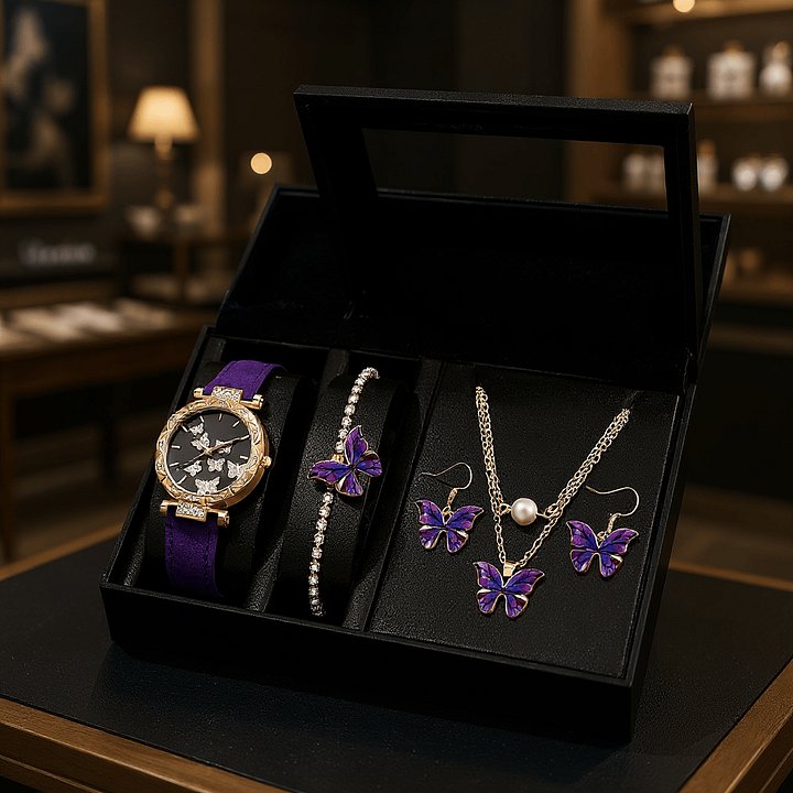 Luxury Purple Butterfly Jewelry & Watch Set product image (2)