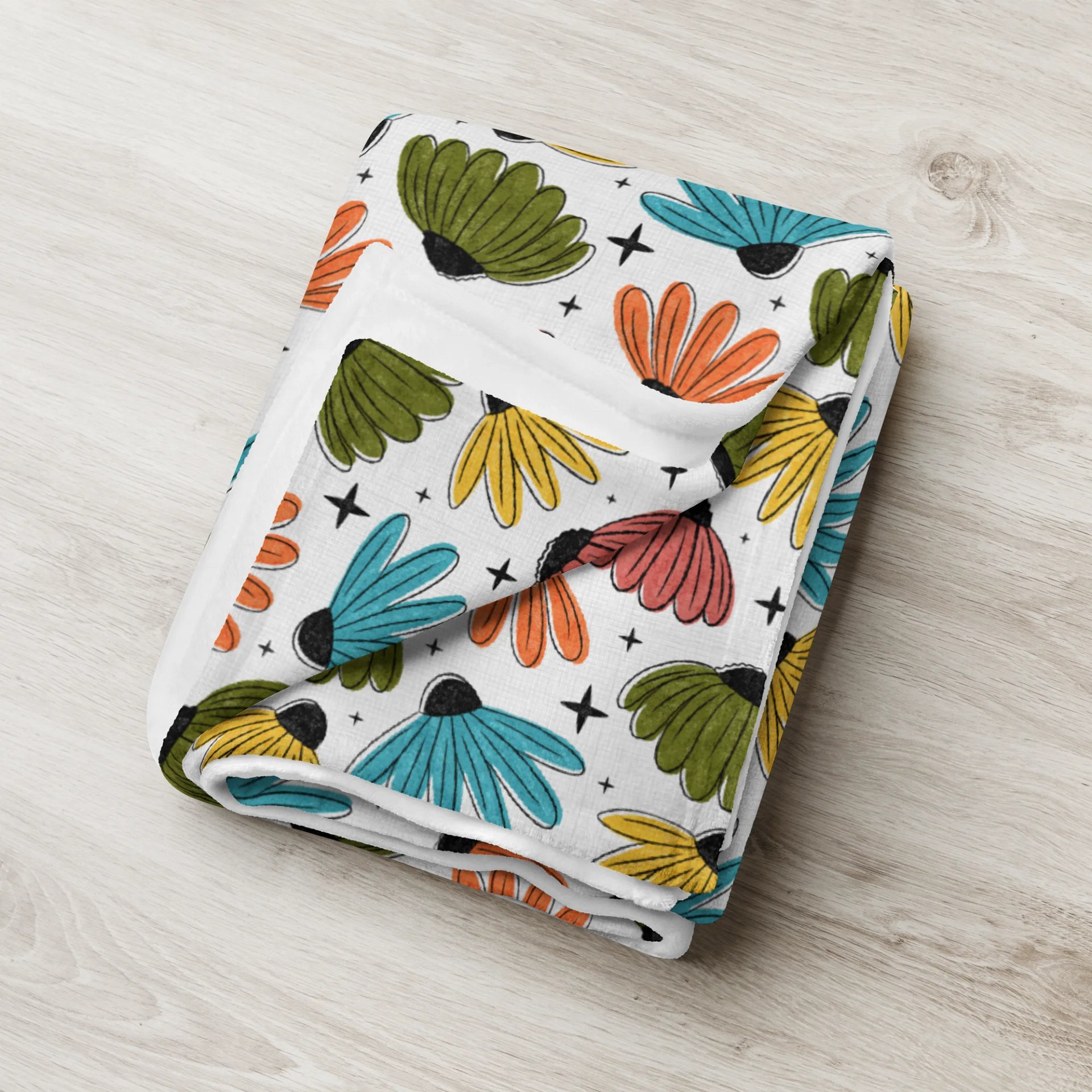 Retro Halftone Coneflowers Throw Blanket product image (3)