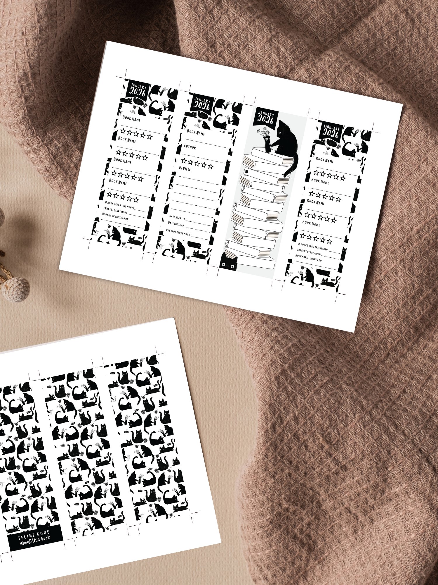 2026 Printable Reading Journal Bookmarks - Cat Themed product image (5)