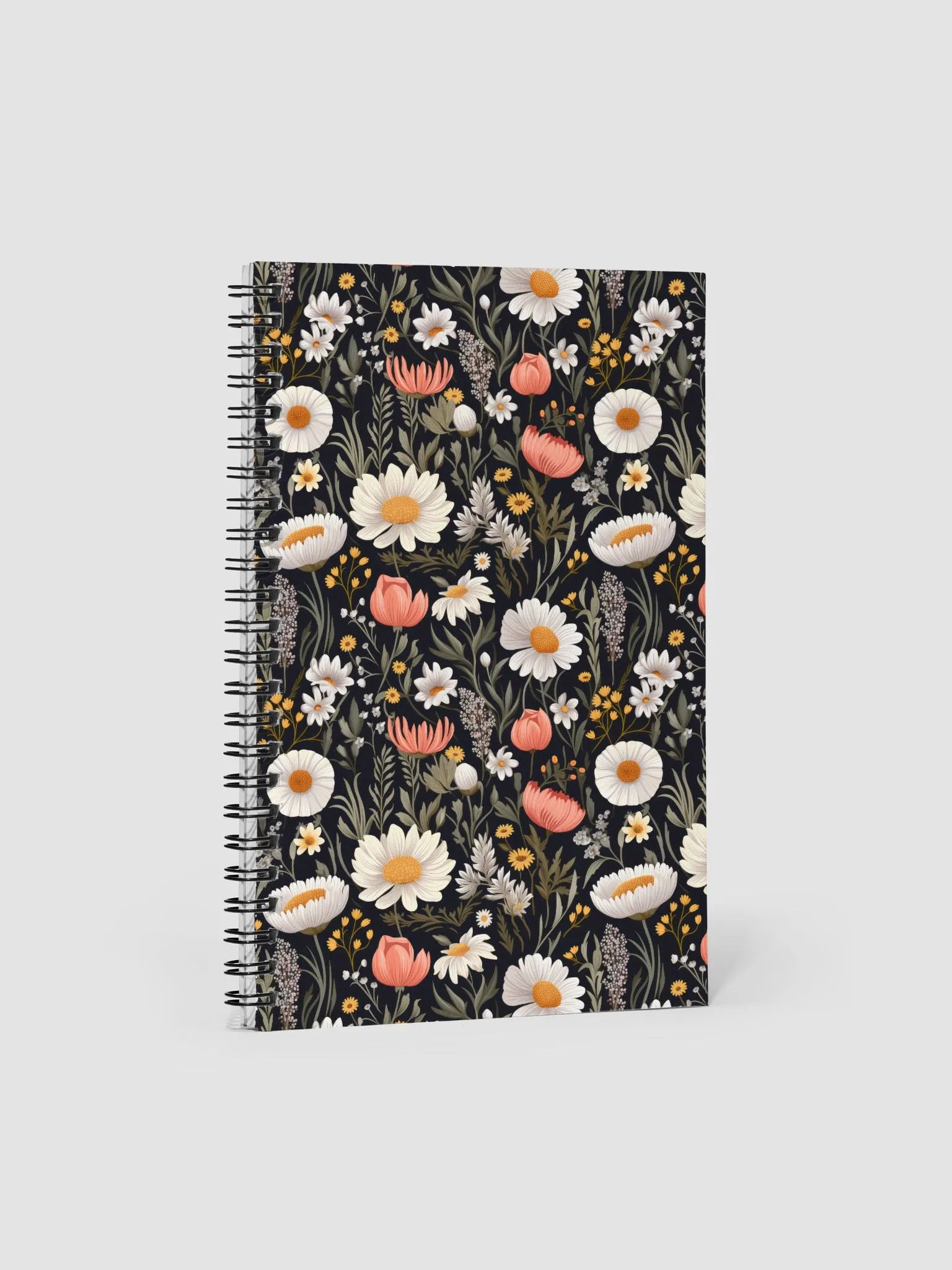 Blossom Elegance: Noir Garden Spiral Dotted Journal/Notebook. product image (1)