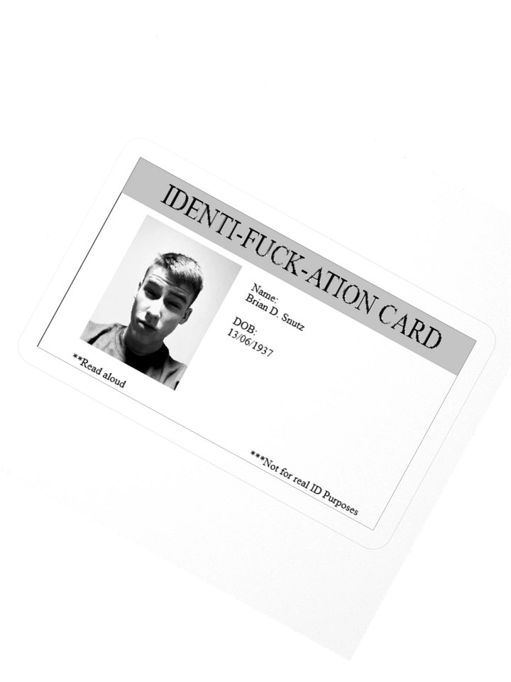 IDENTI-FUCK-ATION CARD STICKER (Brian D. Snutz) product image (2)