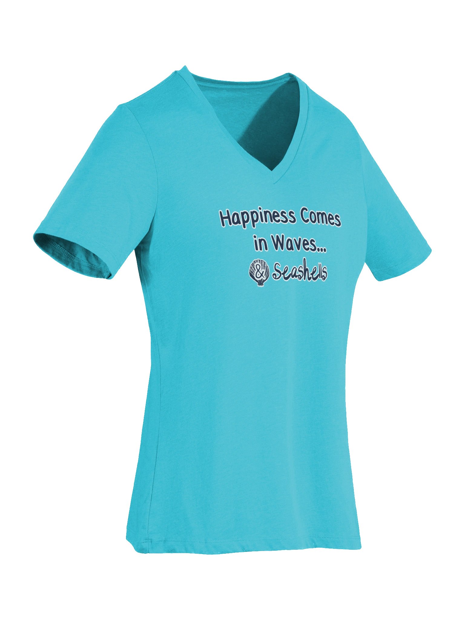 🌊 Happiness Comes in Waves...& Seashells | Coastal Beachcomber V-Neck Tee | Monique Faella Designs™ product image (62)