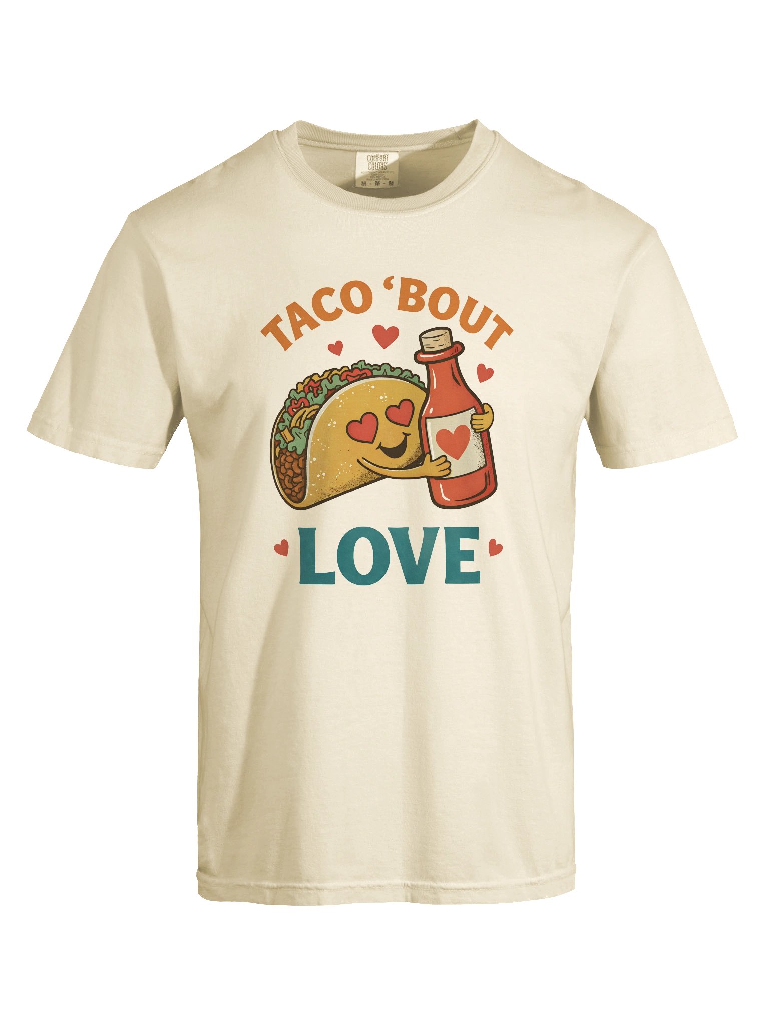 Taco ’Bout Love T-Shirt – Cute Taco & Hot Sauce Valentine Food Pun Illustration product image (5)