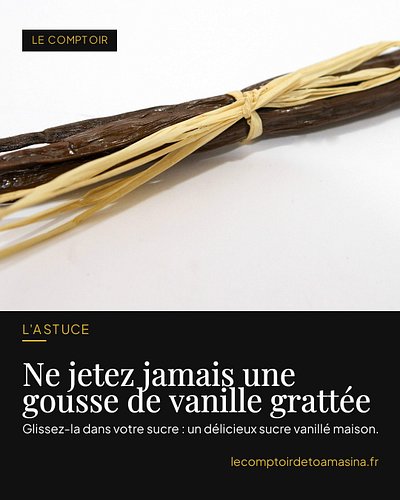 Astuce vanille : ne jetez jamais la gousse une fois les graines grattées ! Fendez-la, grattez les graines pour vos crèmes et ...