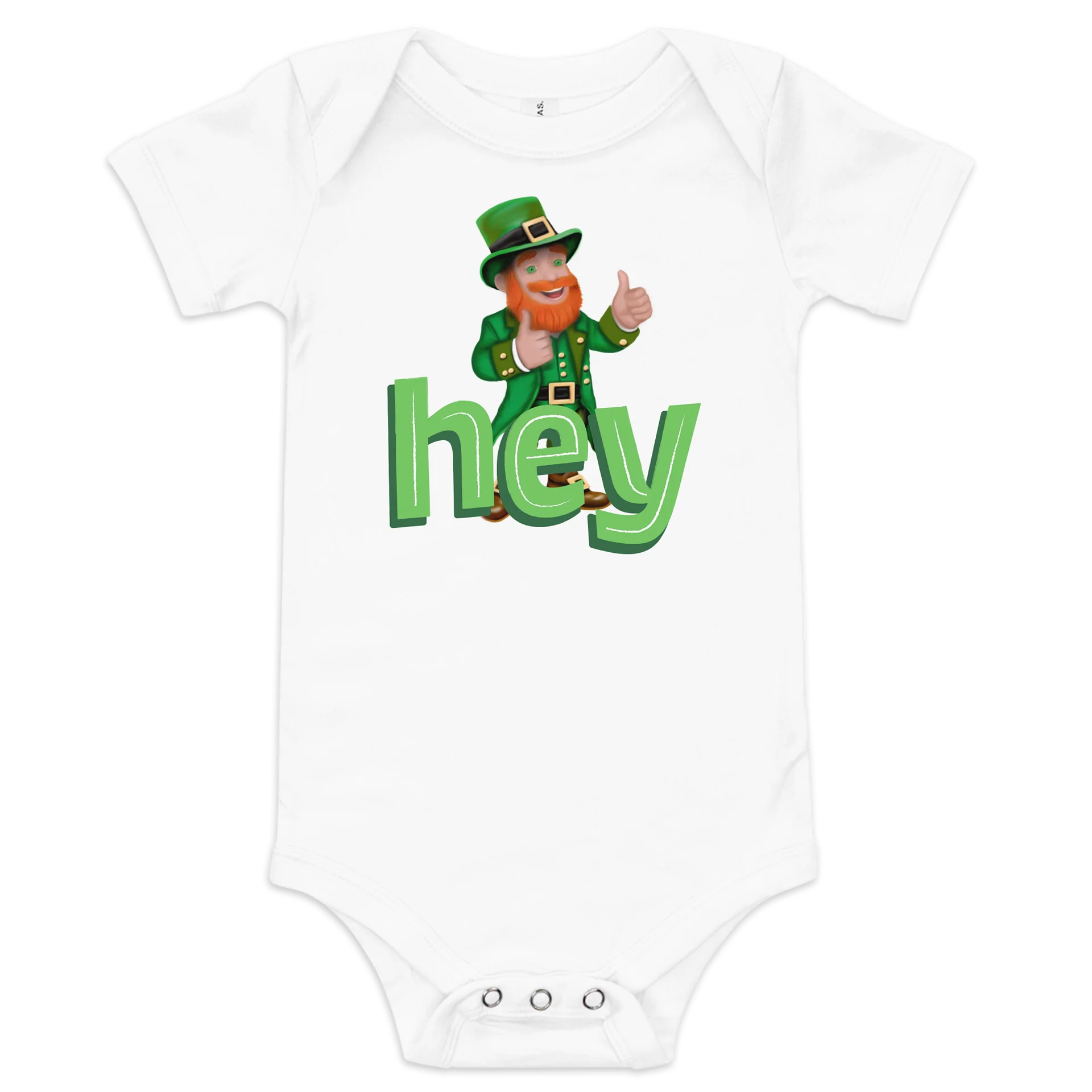 "hey" Leprechaun Baby Short Sleeve One Piece product image (1)