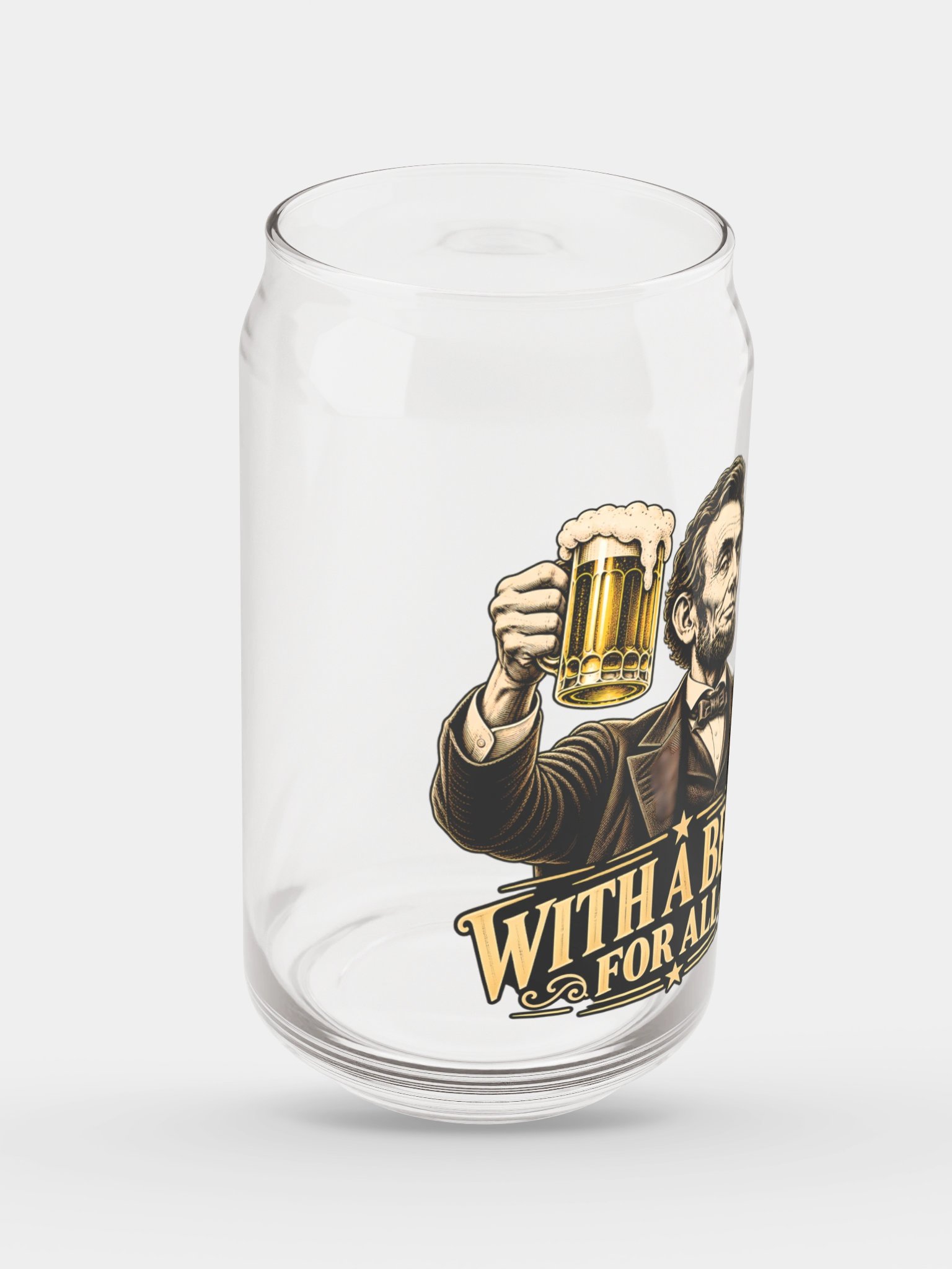 Abraham Lincoln “With a Beer for All” Beer Can Glass product image (4)