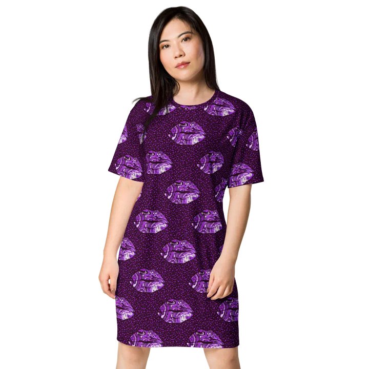 Purple Marbled Lips Tshirt Dress product image (1)