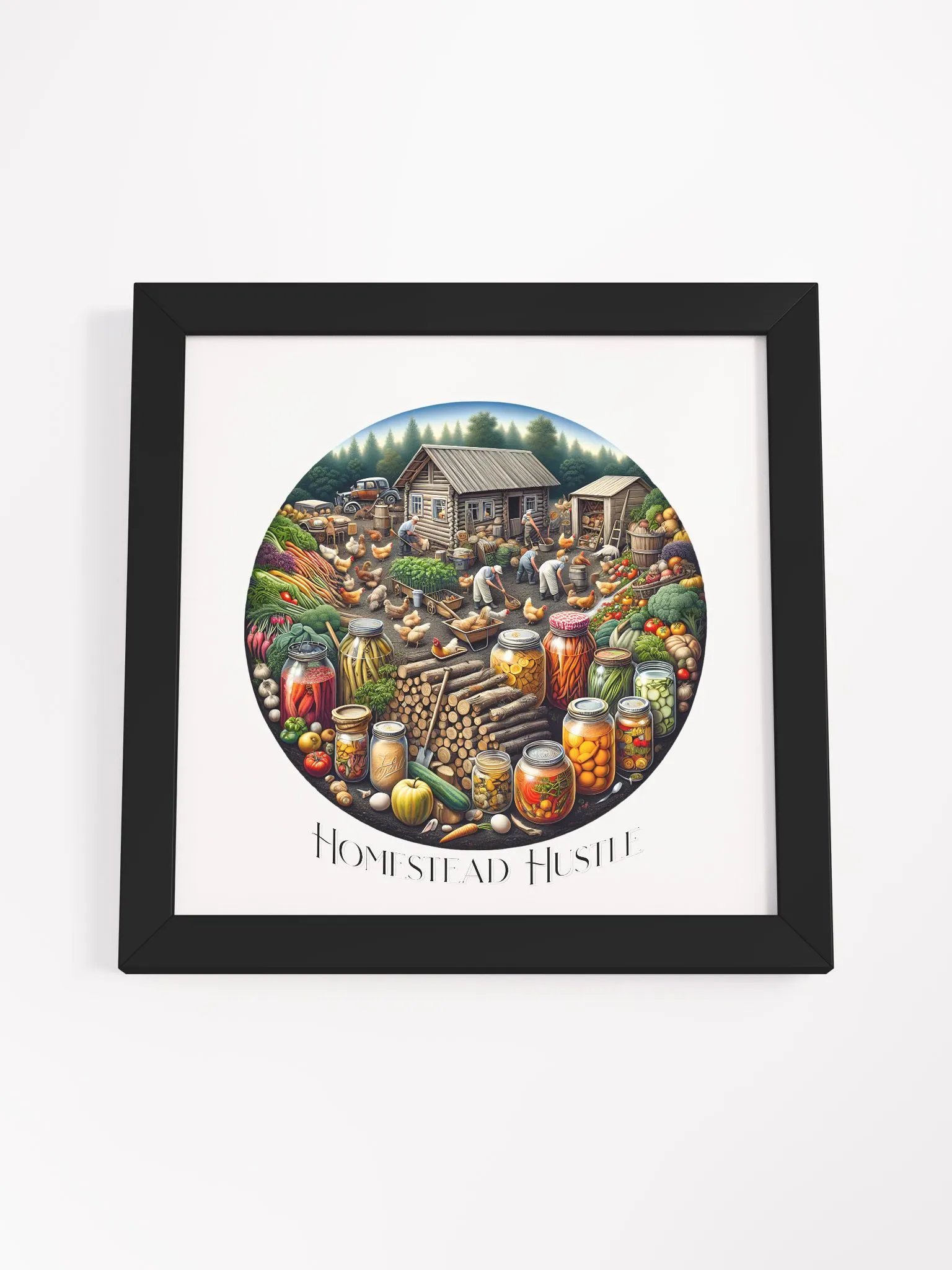 Homestead Hustle Framed Square Poster | Farm Life Motivation | Hard Work Pays Off | Hustle on the Homestead | Farm, Hustle, Thrive | DIY Farm Life Motivation | From Farm to Hustle product image (4)