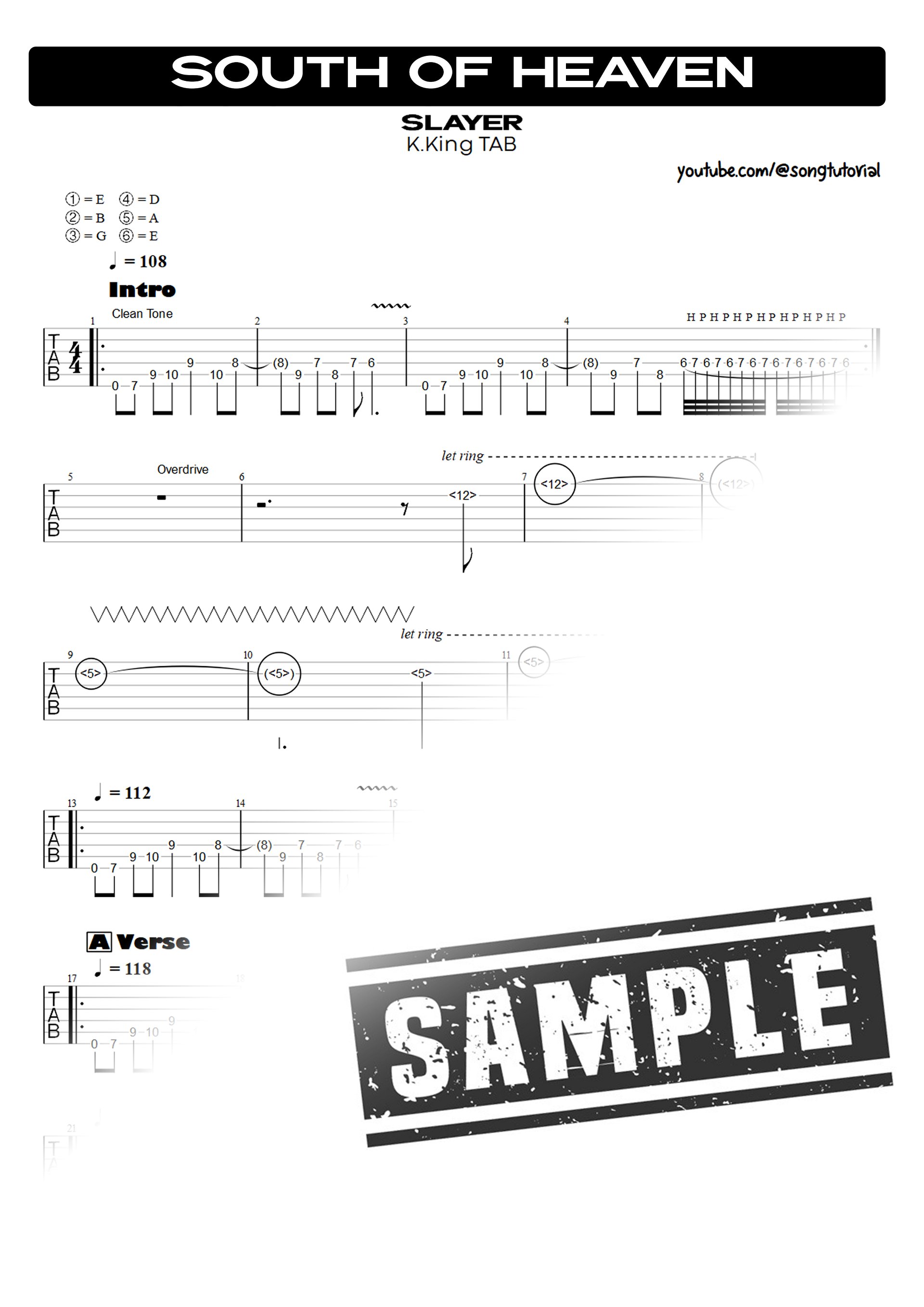 South of Heaven PDF TAB + Backing Track MP3 product image (2)