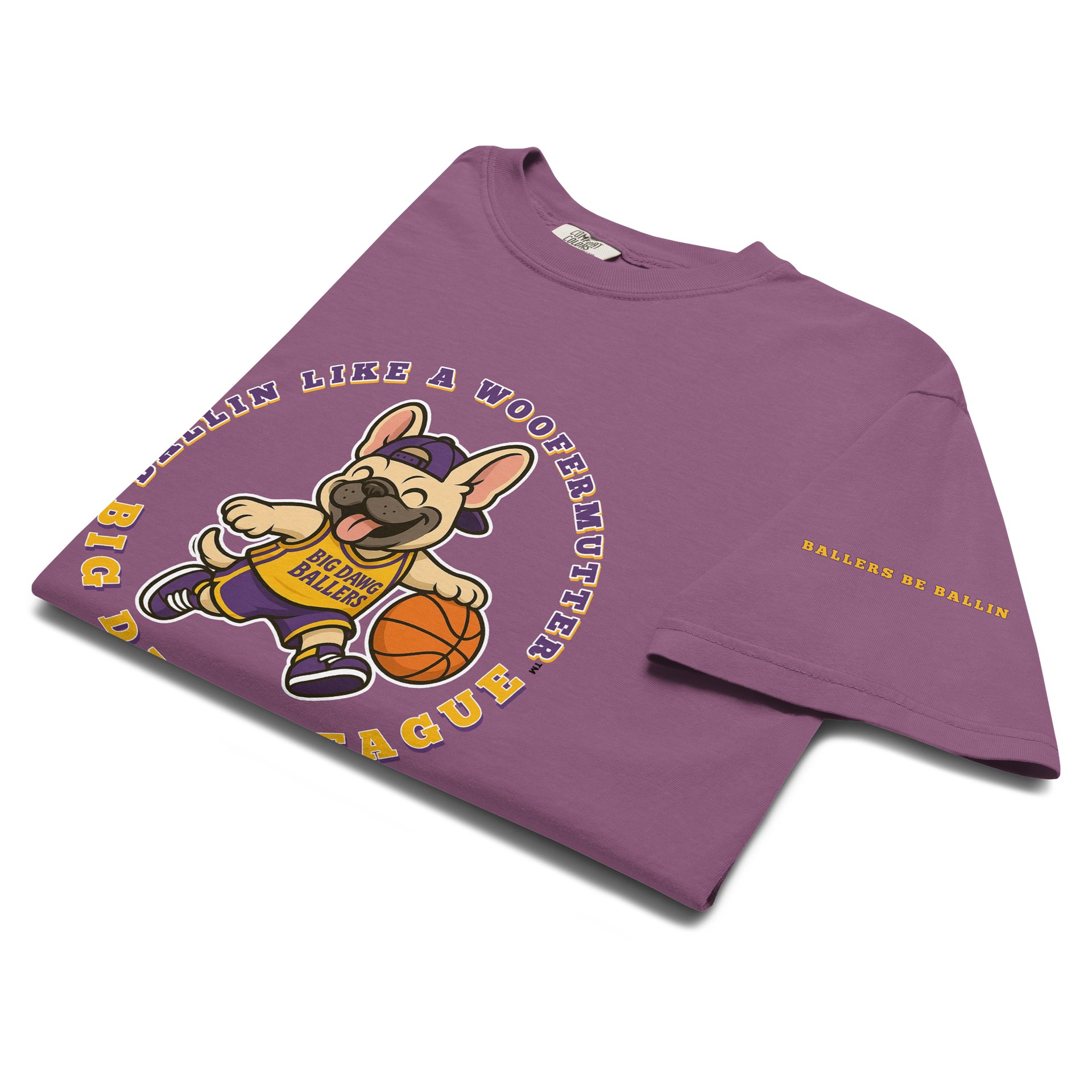 French Bulldog Ballin Like A WooferMutter™ Unisex Garment-Dyed Heavyweight T-Shirt product image (6)