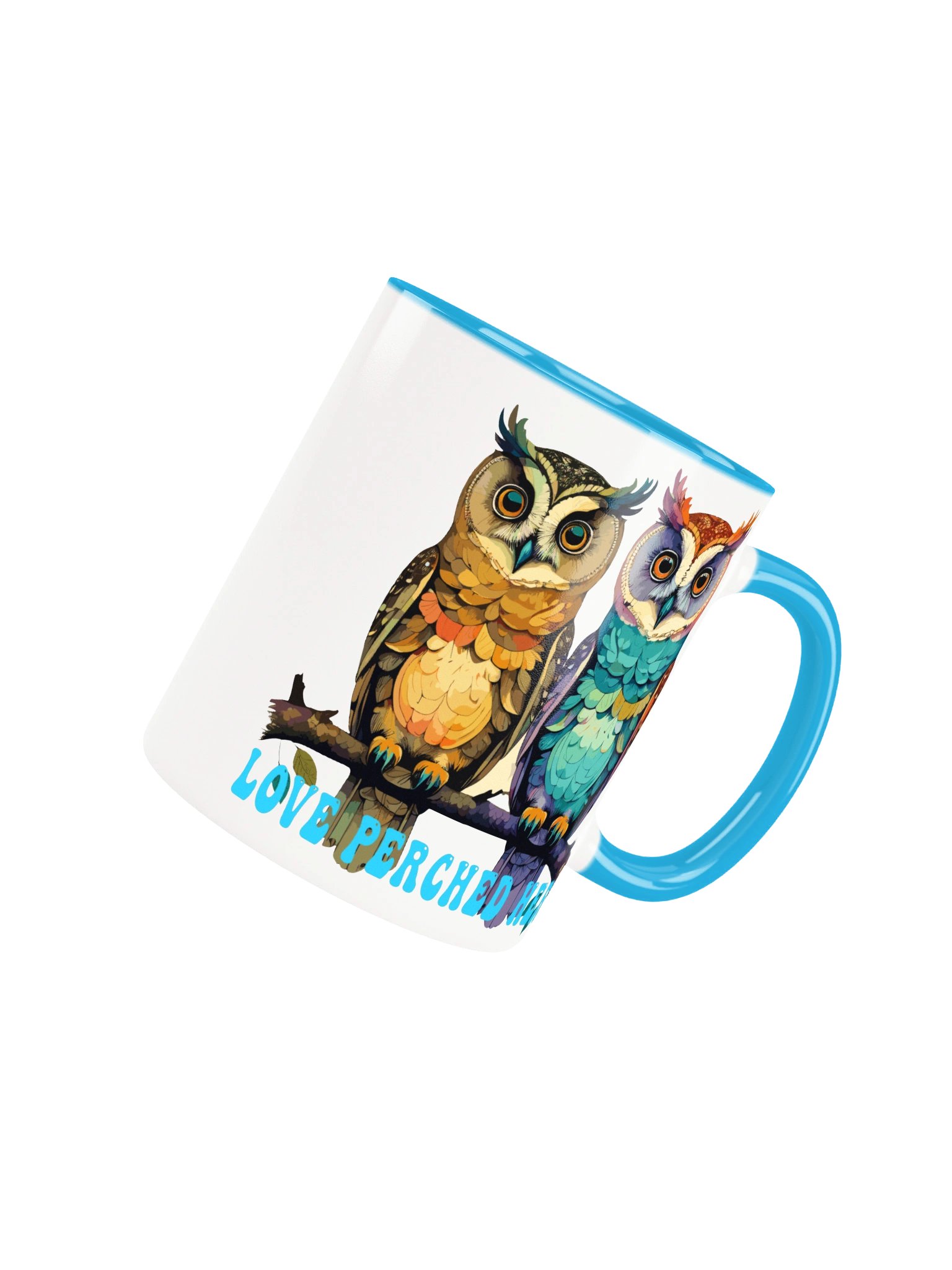 LOVE PERCHED HERE | Colorful Owl Coffee Mug | 11 oz & 15 oz product image (4)