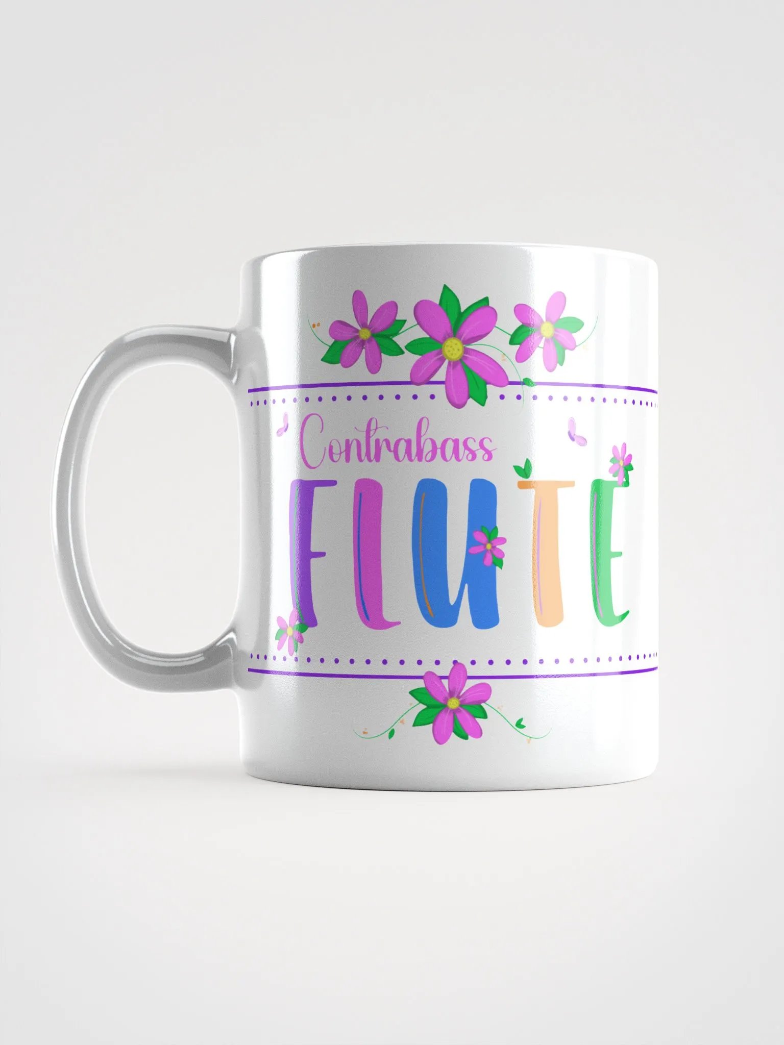 Floral Flutes White Glossy Mug - Contrabass product image (6)