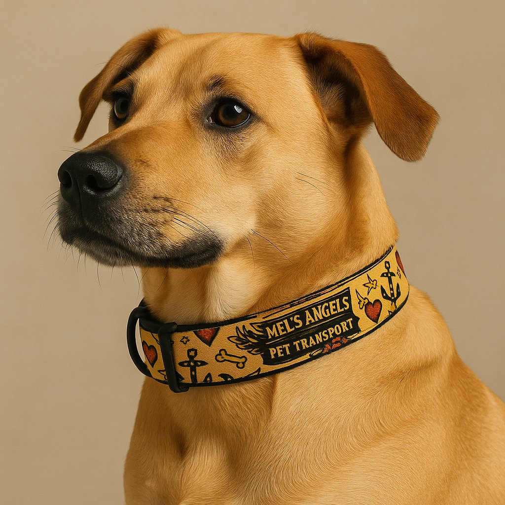 Mel’s Angels Tattoo Flash Dog Collar – Vintage Anchor, Roses & Hearts Design | Adjustable Comfort Pet Collar (S–L) product image (3)