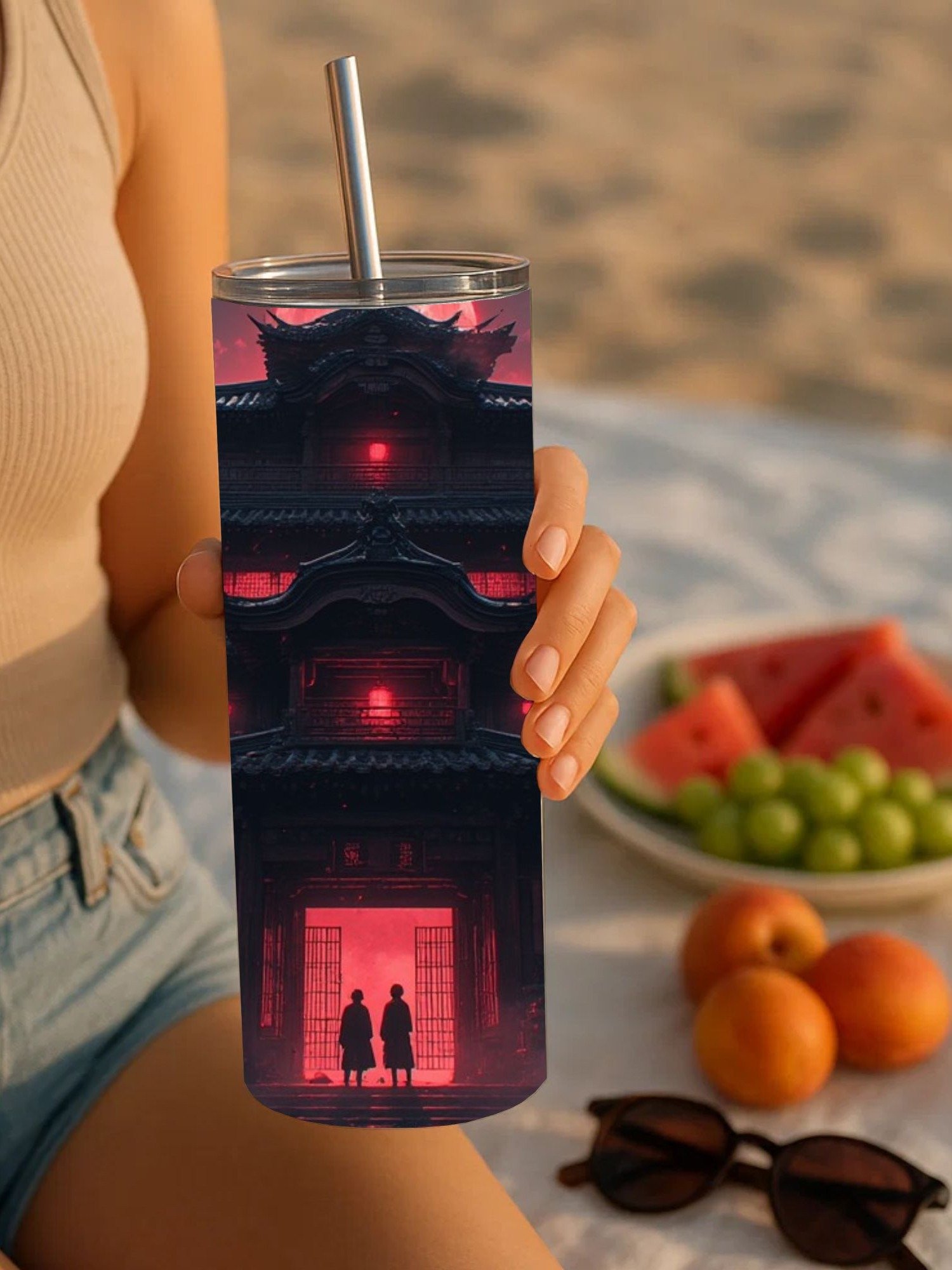 Haunted Japanese Pagoda Red Moon 20oz Tumbler product image (5)