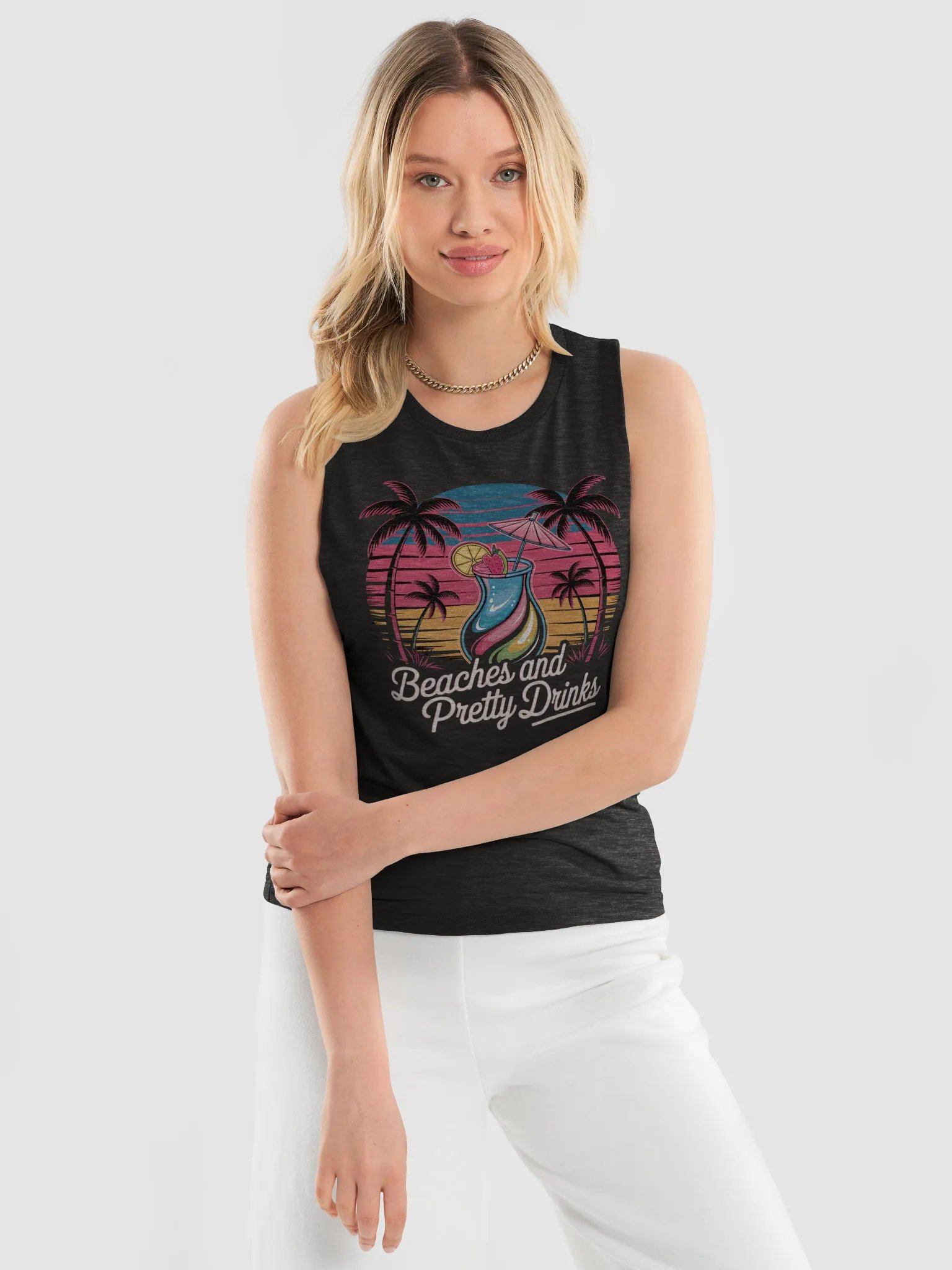 Tropical Sunset Cocktail Flowy Tank product image (3)