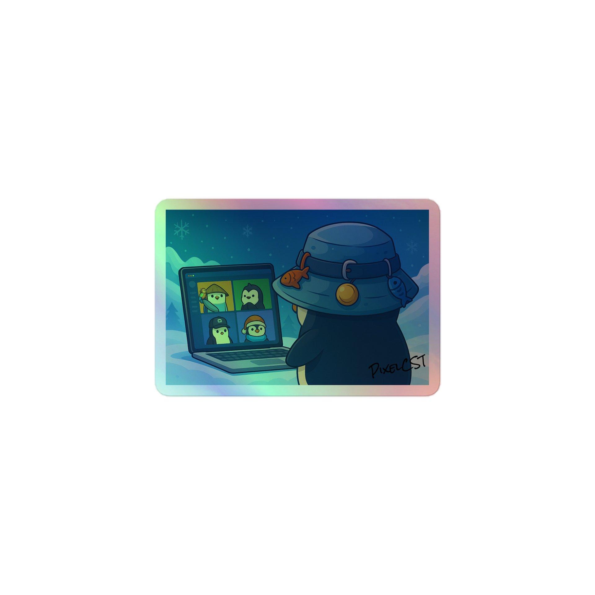 Pinguin Meeting Hologramm Sticker product image (1)