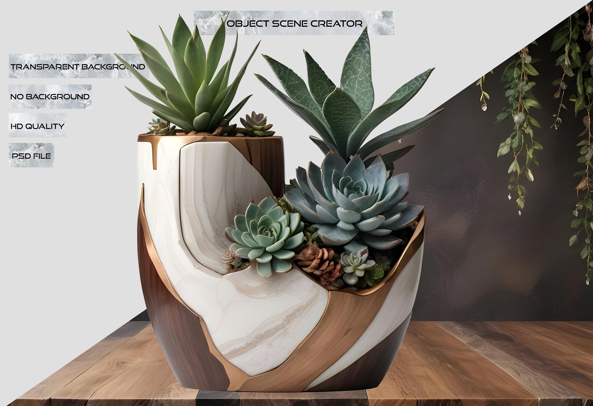 Earthly Symphony – Dual Chamber Succulent Vase PNG product image (2)