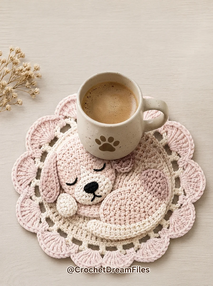 Sleeping Dog Crochet Coaster Pattern product image (6)