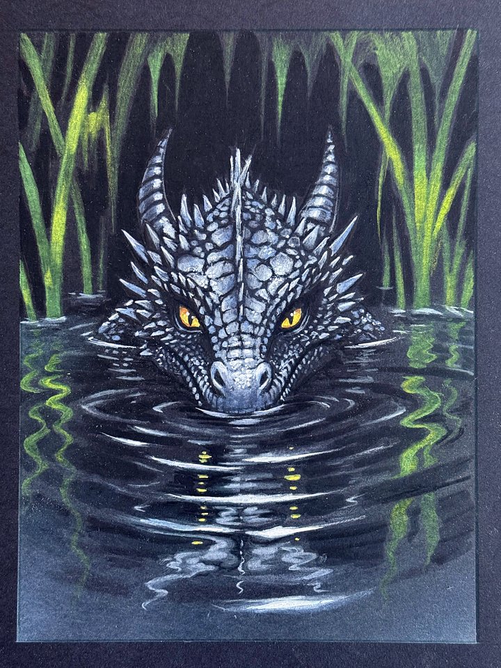 Lurking Water Dragon Signed Original Artwork product image (1)