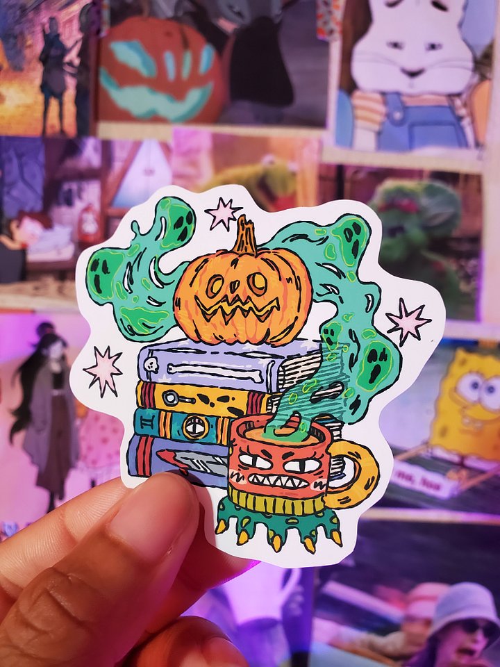A Hallowed Trifecta - Hawt Coffee, Spooky Reads, and, um, a Pumpkin? - Sticker product image (2)