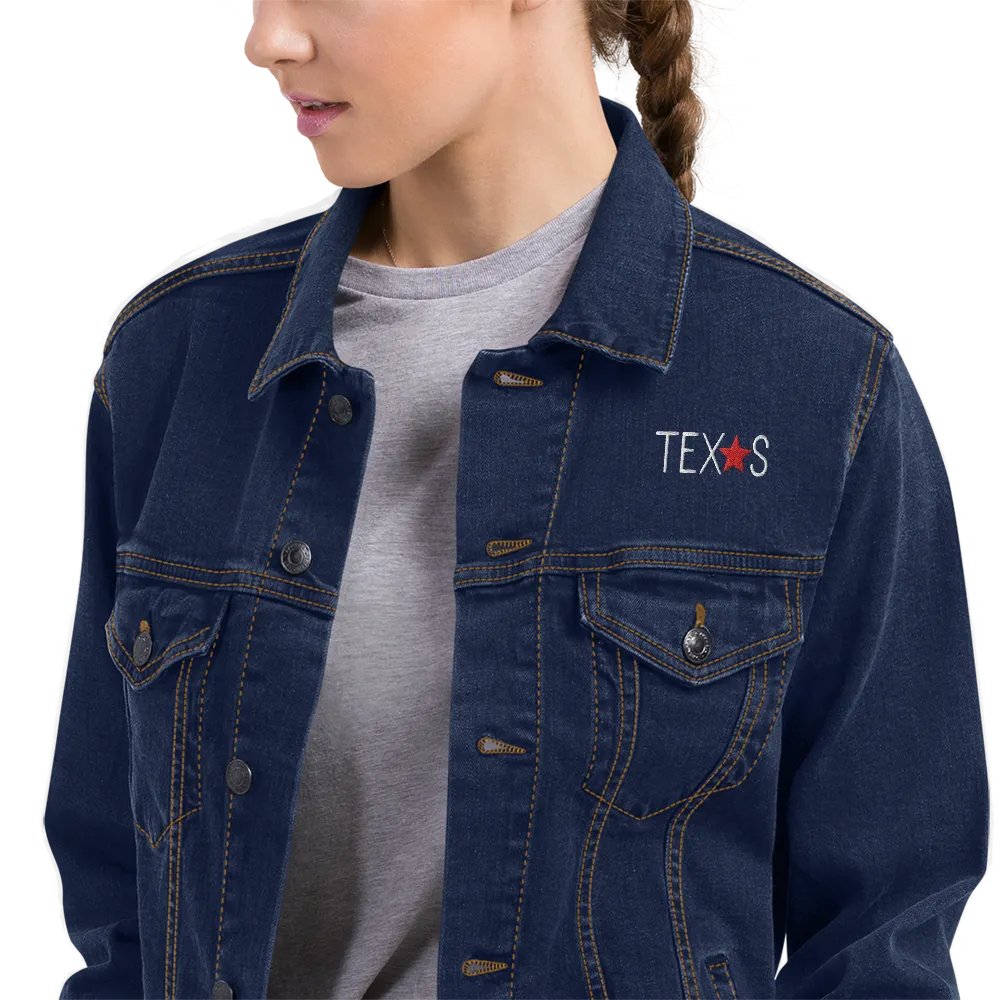 'Lone Star' Embroidered Unisex Denim Jacket product image (12)