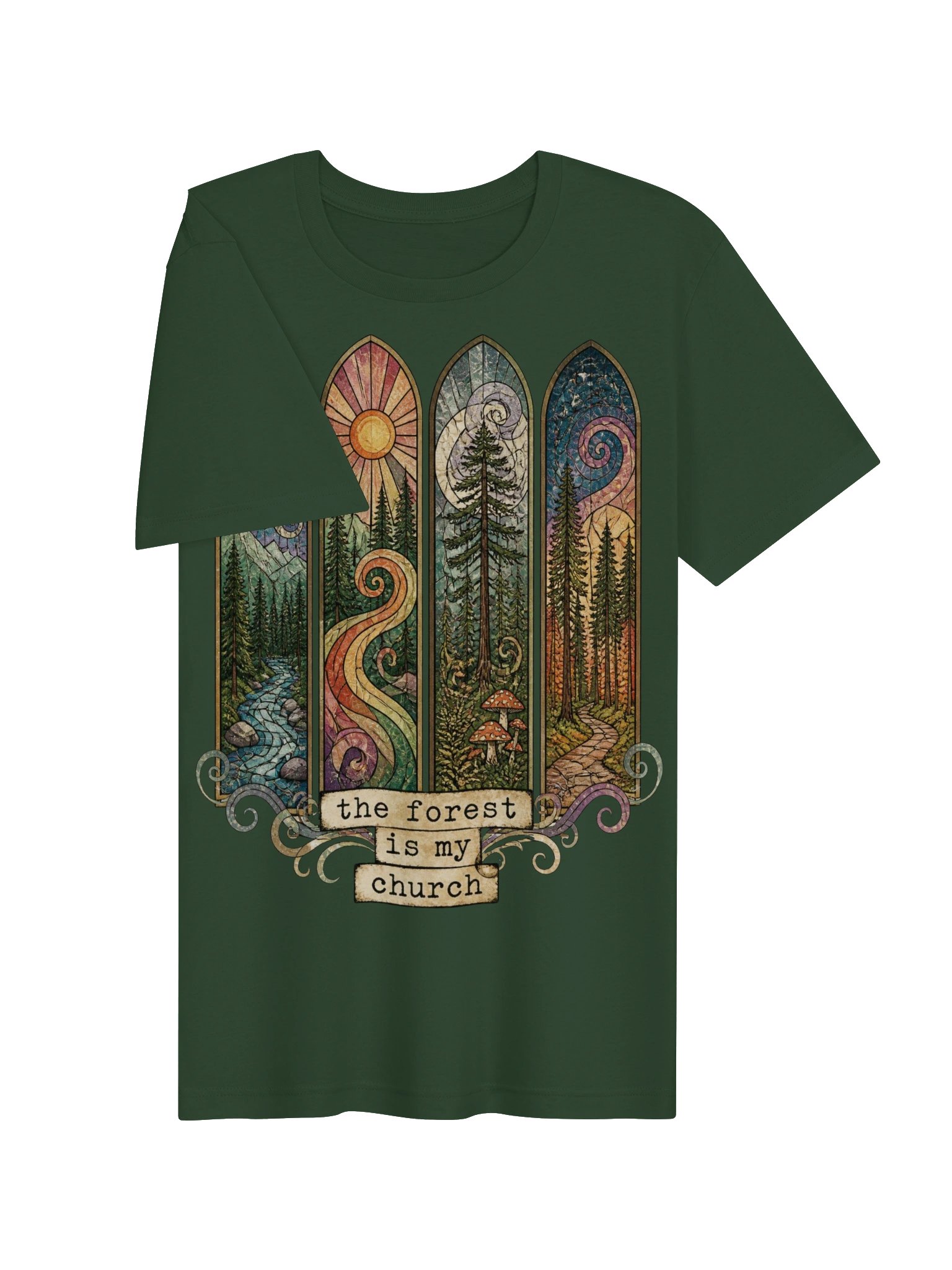 Forest Is My Church Shirt, Stained Glass Nature Lover Tee product image (4)