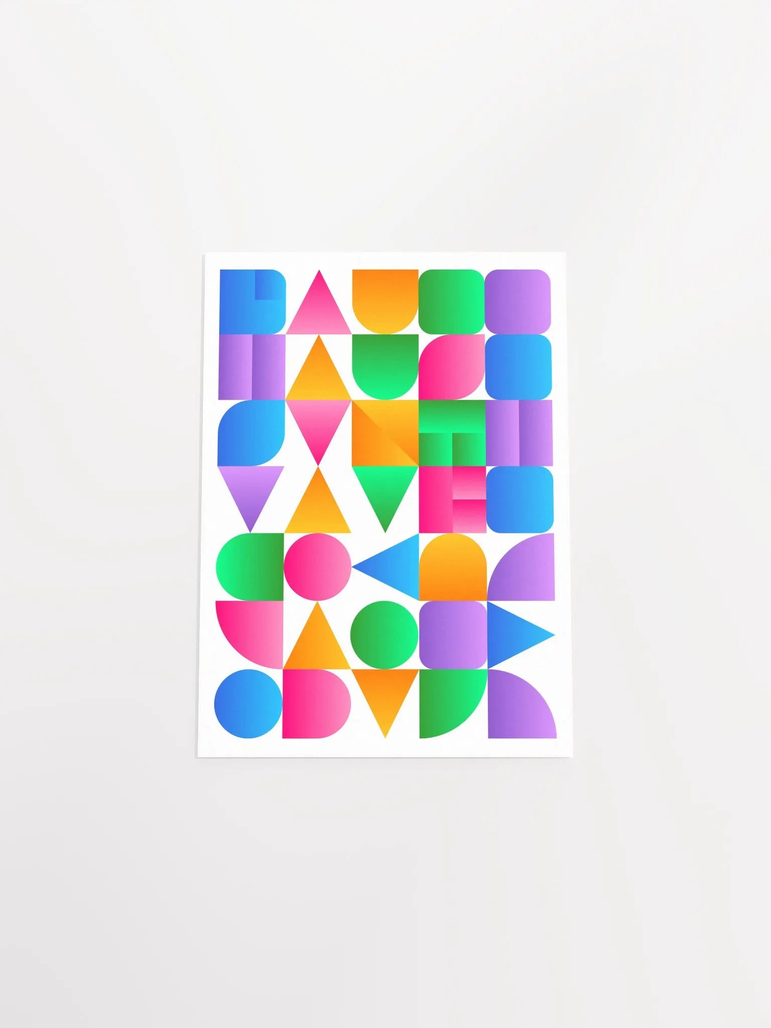 Synthwave Bauhaus Rainbow poster #2 (pink-blue-yellow) — abstract poster, retrowave print, vaporwave geometric art, 1980s print, 1930s decor product image (9)