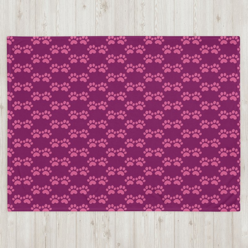 All Around Pink Paw Prints Throw Blanket product image (2)