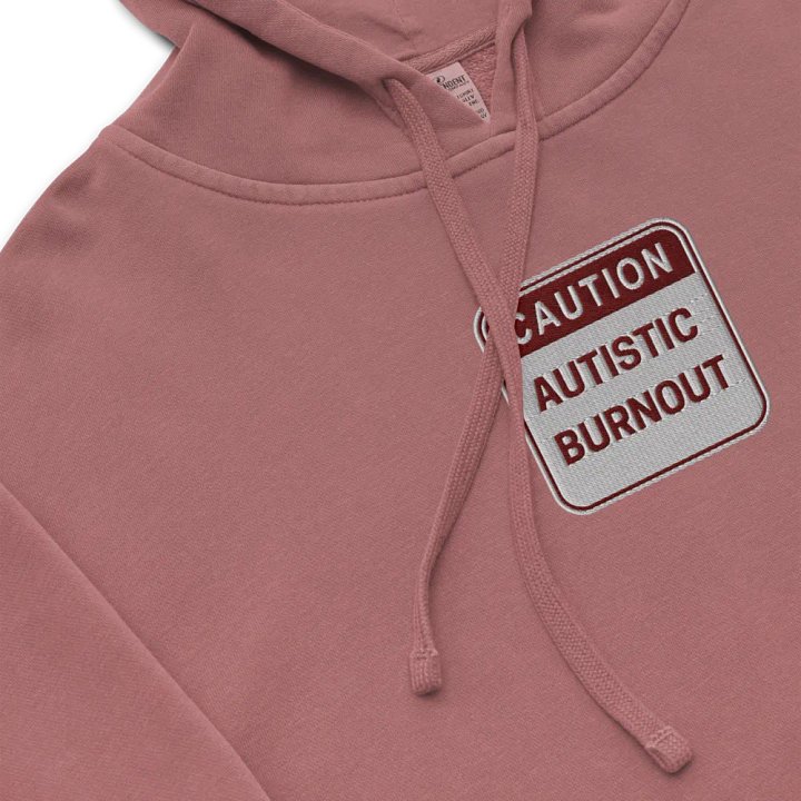 CAUTION: ASD BURNOUT embroidered pigment hoodie (maroon design) product image (1)