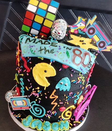 Happy Birthday Jason! We're open till 5:00 today and 10 to 3:00 Saturday! #cakevixenssta #80scake #birthdaycake #80skid