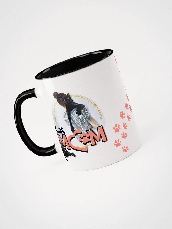 Best Cat Mom Ever Black Cat Art Ceramic Mug with Color Interior product image (1)