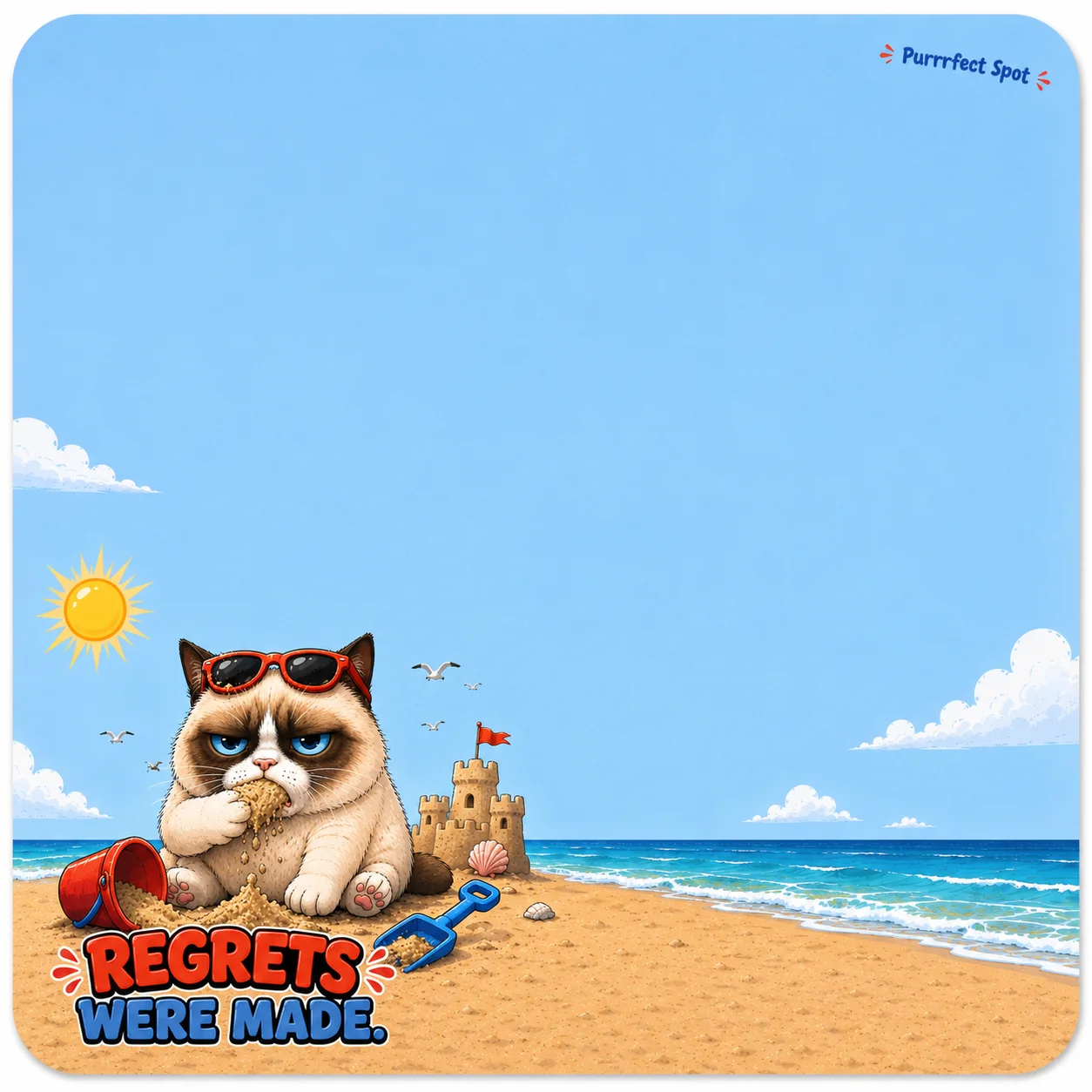 “Regrets Were Made” Grumpy Cat Beach Post-It Note Pad – 50 Sheets product image (3)