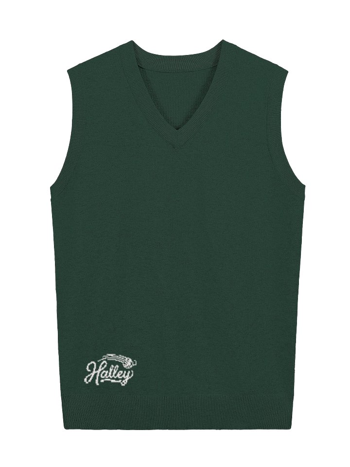 Dark Green Knitted V-Neck Vest product image (2)
