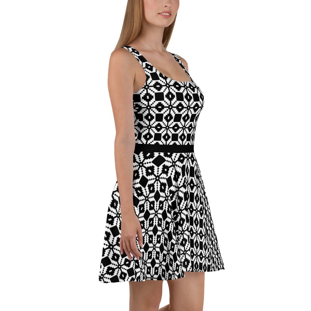 Pixel Art Geometric Dress | Black and White product image (5)